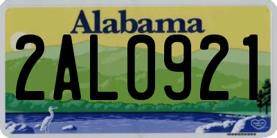 AL license plate 2AL0921