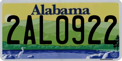 AL license plate 2AL0922