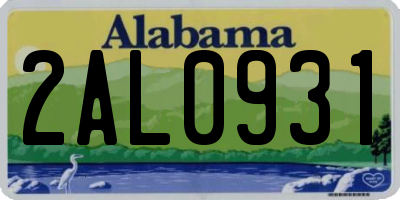 AL license plate 2AL0931