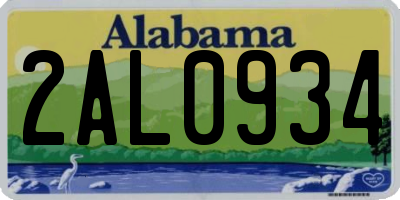 AL license plate 2AL0934