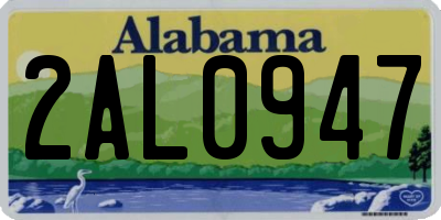 AL license plate 2AL0947