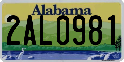 AL license plate 2AL0981