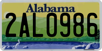 AL license plate 2AL0986