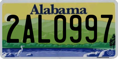 AL license plate 2AL0997