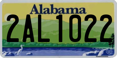 AL license plate 2AL1022