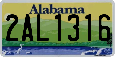 AL license plate 2AL1316