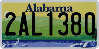 AL license plate 2AL1380