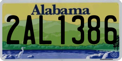 AL license plate 2AL1386