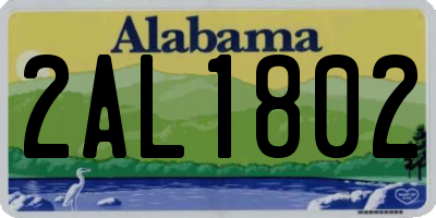 AL license plate 2AL1802