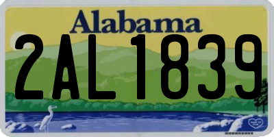 AL license plate 2AL1839
