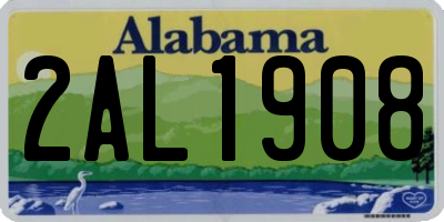 AL license plate 2AL1908