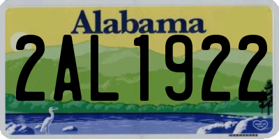 AL license plate 2AL1922
