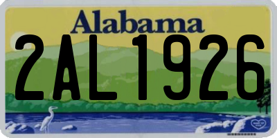 AL license plate 2AL1926