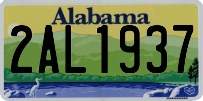 AL license plate 2AL1937