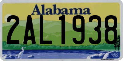 AL license plate 2AL1938
