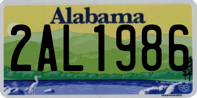 AL license plate 2AL1986