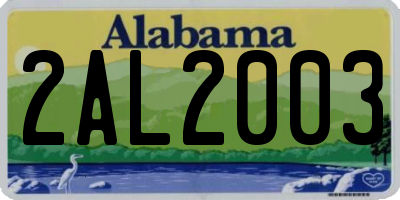 AL license plate 2AL2003