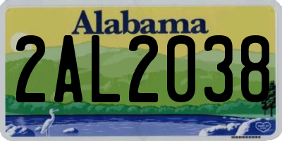 AL license plate 2AL2038