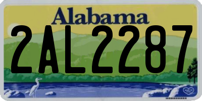 AL license plate 2AL2287