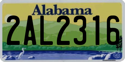 AL license plate 2AL2316