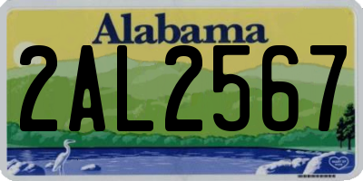 AL license plate 2AL2567