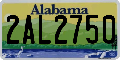 AL license plate 2AL2750