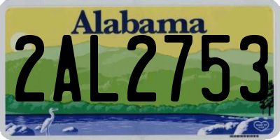 AL license plate 2AL2753