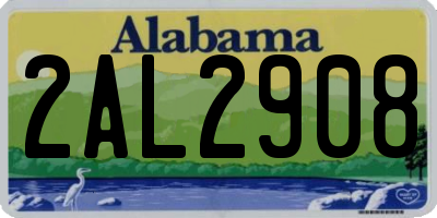 AL license plate 2AL2908