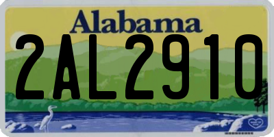 AL license plate 2AL2910