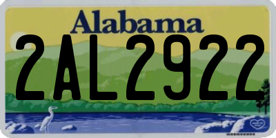 AL license plate 2AL2922