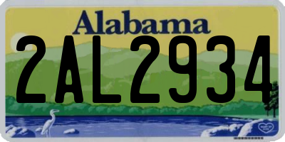 AL license plate 2AL2934
