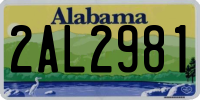 AL license plate 2AL2981