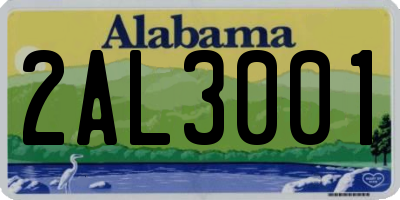 AL license plate 2AL3001