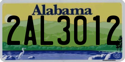 AL license plate 2AL3012