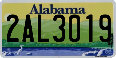 AL license plate 2AL3019