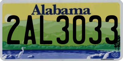 AL license plate 2AL3033