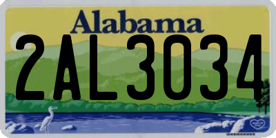 AL license plate 2AL3034