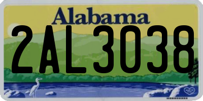 AL license plate 2AL3038