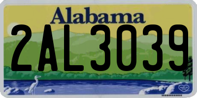 AL license plate 2AL3039