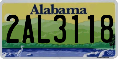 AL license plate 2AL3118