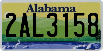 AL license plate 2AL3158