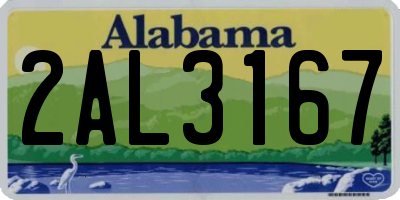 AL license plate 2AL3167