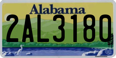 AL license plate 2AL3180