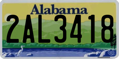 AL license plate 2AL3418