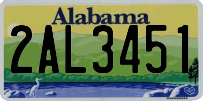 AL license plate 2AL3451