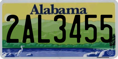 AL license plate 2AL3455