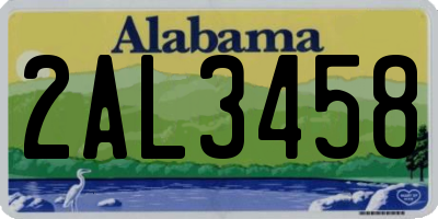 AL license plate 2AL3458