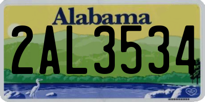 AL license plate 2AL3534