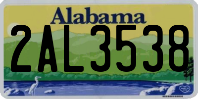 AL license plate 2AL3538