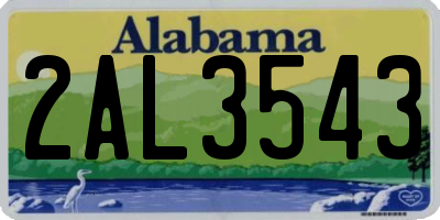 AL license plate 2AL3543